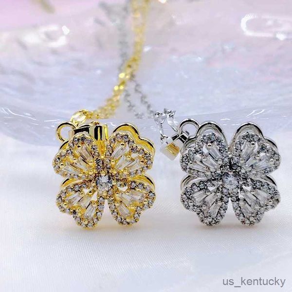 

pendant necklaces fashion micro-inlaid nelace classic cute petal light luxury design small crowd versatile clavicle chain gift, Silver
