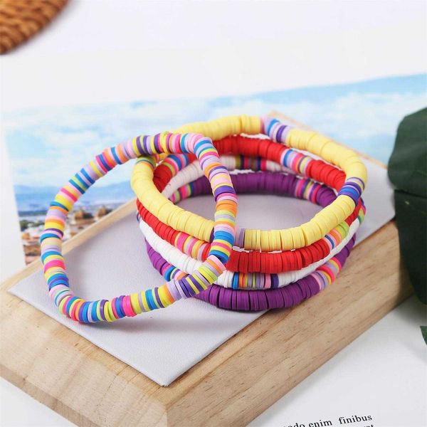 

ornament bracelet colorful soft pottery bohemian polymer clay for girls, Golden;silver