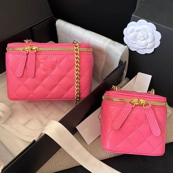 

caring women classic shoulder cosmetic bag with mirror leather caviar quilted versatile gold hardware crossbody designer purse clutch suitca