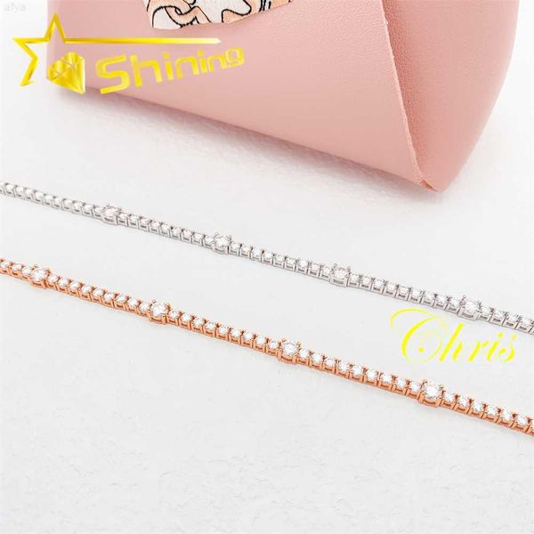 

moissanite tennis chain fine ready to ship silver 925 gold plated bracelet