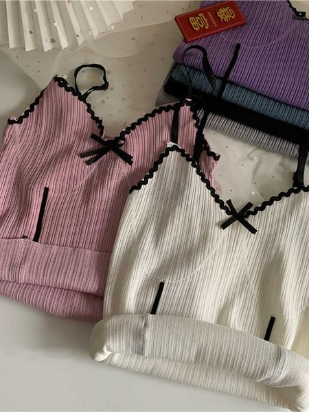 

women's tanks camis heliar women v-neck corest knitted crop cute crop for women summer y2k for women 2022 summer aa230515, White
