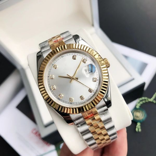 

aaa couples watch 41mm/31mm women's fashion watch diamond dial automatic movement stainless steel watch montre de luxe, Slivery;brown