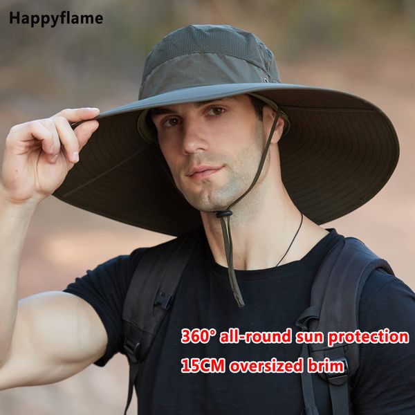 

outdoor hats men's 15cm big wide brim fisherman hat outdoor waterproof sun hat mountaineering cap fashion panama hat fishing hats 23051, Black;white