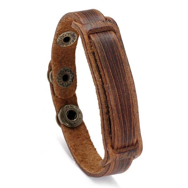 

ornament vintage genuine leather mens retaining ring bracelet punk jewelry cattle, Golden;silver