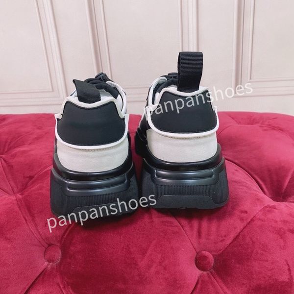 

2023new brand women designer leather lace-up sneakers fashion lady flat running letters shoes sneaker, Black