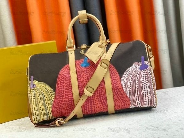 

designer bags for men pumpkins print yk keepall 45 boston bag colorful dots mens travel bags duffel luggage bags tote carry-on 23ss yayoi ku