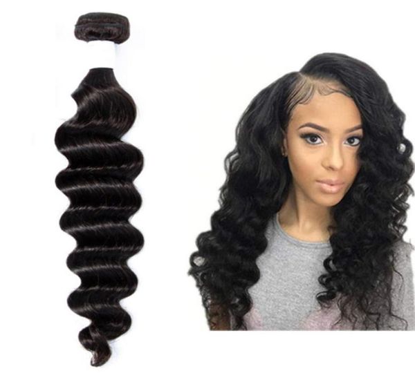 

peruvian virgin hair unprocessed dyeable human hair extensions natural color 828inch loose deep one bundle whole hair product7697115, Black