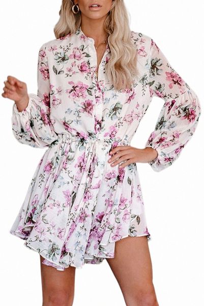 

vintage floral print drawstring flowy dress 2023 new 81gv#, Black;pink