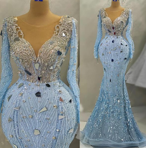 

2023 may aso ebi beaded crystals prom dress sequined lace mermaid evening formal party second reception birthday engagement gowns dress robe, Black