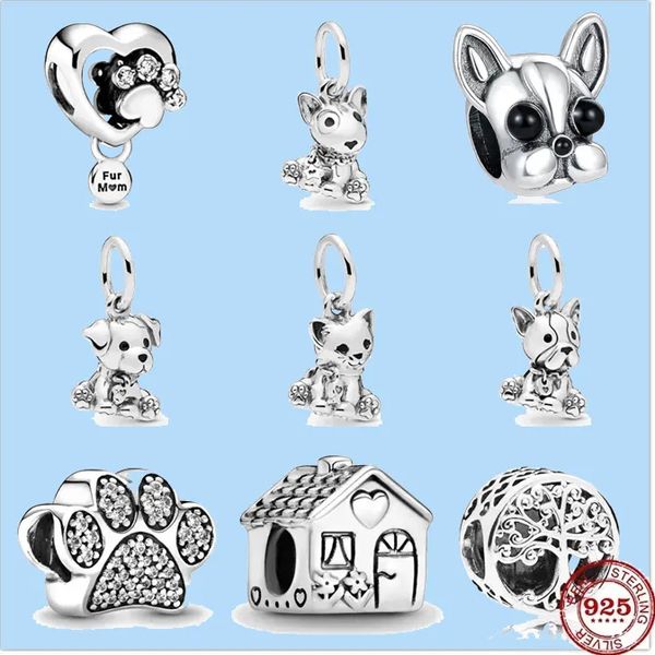 

925 sterling silver charms for jewelry making for pandora beads jewelry gift wholesale happy labrador dog cat pendant, Black