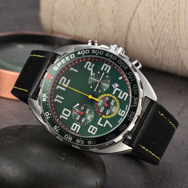 

2023 men's watch tag quartz movement watch six-pin full function timing fashion watch, Slivery;brown