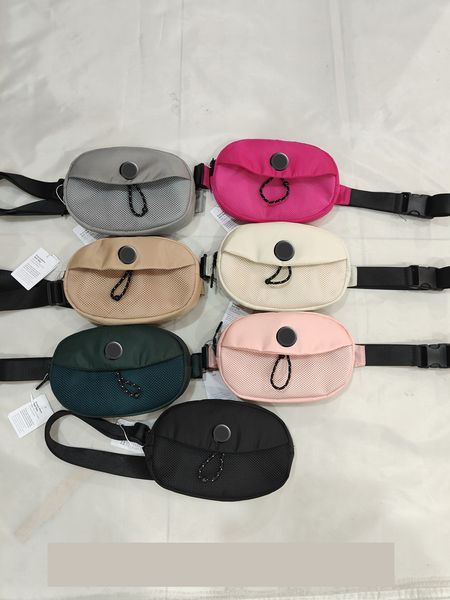 

lu outdoor belt bags women men waist bag take it with metal gym elastic adjustable strap zipper fanny pack 7 colors