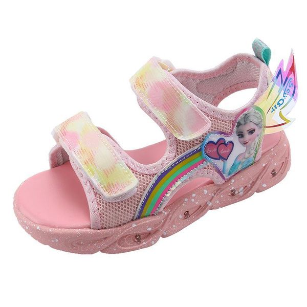 

sandals baby shoes flip flops children footwear girls summer lights princess beach f12437, Black;red