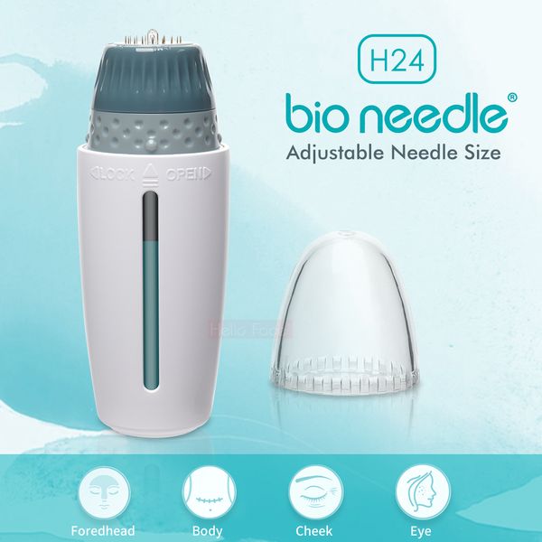 

bio needle h24 pins 0-1.5mm adjustable length titanium microneedling derma roller hydra stamp skin care whitening skin rejuvenation micro ne