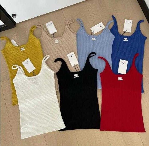 

2023ss courreges women's tanks camis candy color knitted vest sleeveless sweater tank top, White