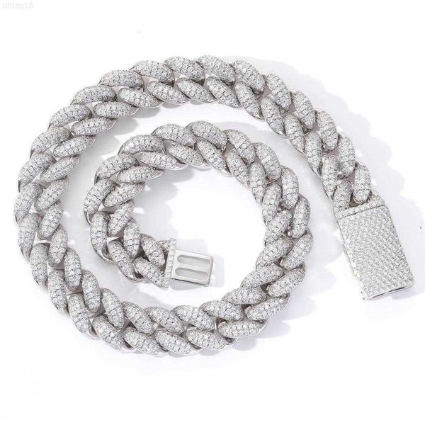 

cuban chain hip hop necklace european and american zircon full diamond bubble jewelry men's mm fashion miami set 20mm thick, Silver