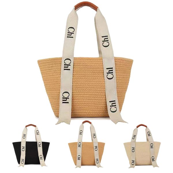 

Summer Famous Straw weave Raffias woody Beach Bag Luxury Designer womens mens Cross Body handbags shopping Clutch bag the Totes duffle bucket top handle Shoulder bag, White