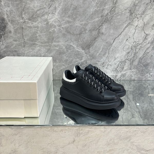 

2023 new women sneakers boots shoes leather lace-up sneaker cowhide fashion lady trainers woman shoe men gym sneakers 0511, Black
