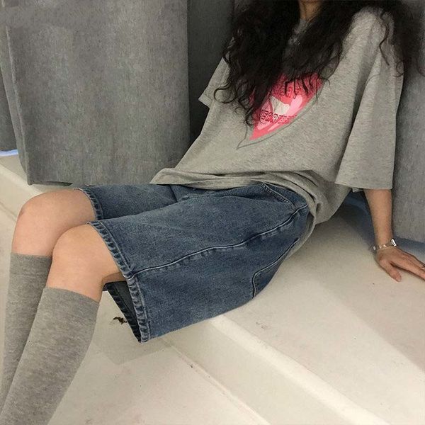 

women's shorts celana pendek denim musim panas wanita pinggang tinggi selutut ins streetwear slim semua pertandingan santai 230515, White;black