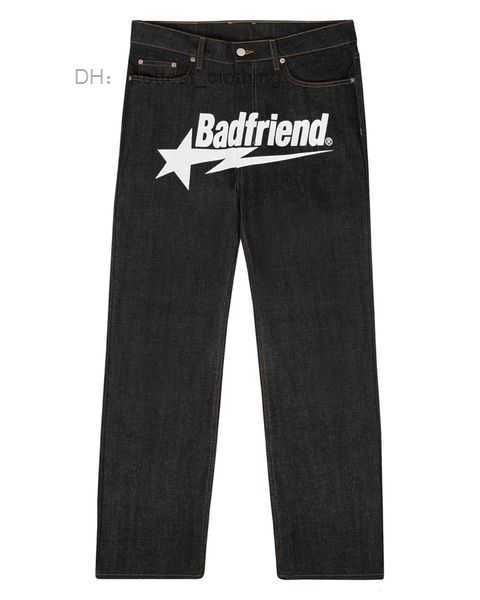 

2023 designer mens jeans university y2k badfriend hip hop letter printed black pants men women fashion casual rock wide foot baggy trouser s