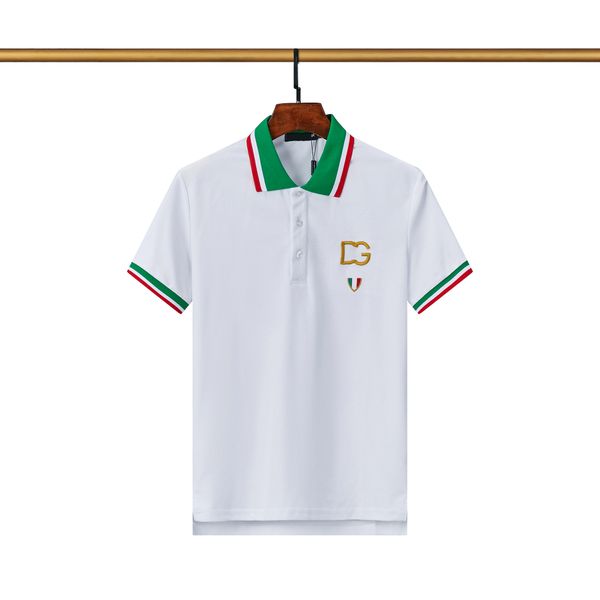 

new men's polo black and white color multi-style embroidered letters luxury 100% cotton anti-wrinkle slim-fit commercial temperament an, White;black