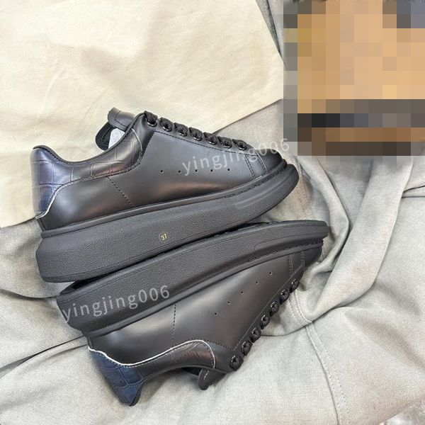 

2023new platform brand men quality casual shoes leather lace-up sneaker fashion lady flat running trainers letters gym sneaker, Black