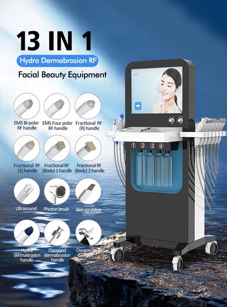 

new hydrafacial 13 in 1 machine microdermabrasion water peel deep cleaning hydro dermabrasion oxygen facial spa rf bio face lifting skin car