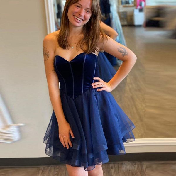 

short homecoming dresses blue sweetheart a-line party gowns princess lace-up tulle plus size mini birthday prom graudation cocktail party go, Blue;pink