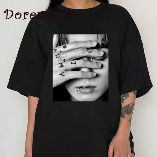 

women s t shirt kaus grafis jungkook atasan longgar uniseks wanita pria gotik kpop estetika goth fashion streetwear 230516, White
