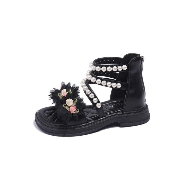 

sandals baby shoes beach footwear child girls summer flowers princess moccasins f12428, Black;red