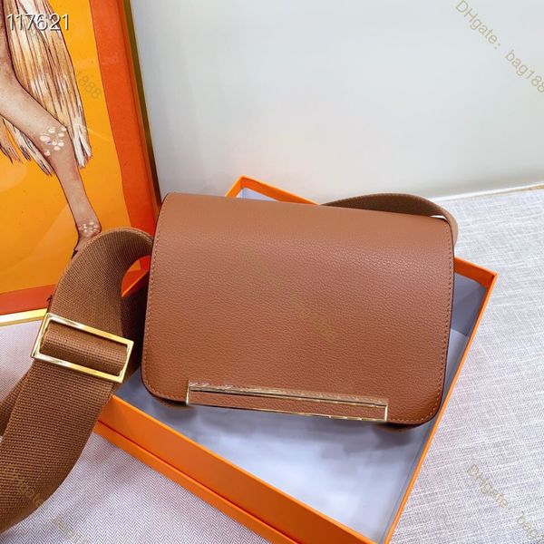 

2023 new women's bag luxury designer bags enamel buckle wide shoulder strap square box bag fashionable mini flip cross body bags