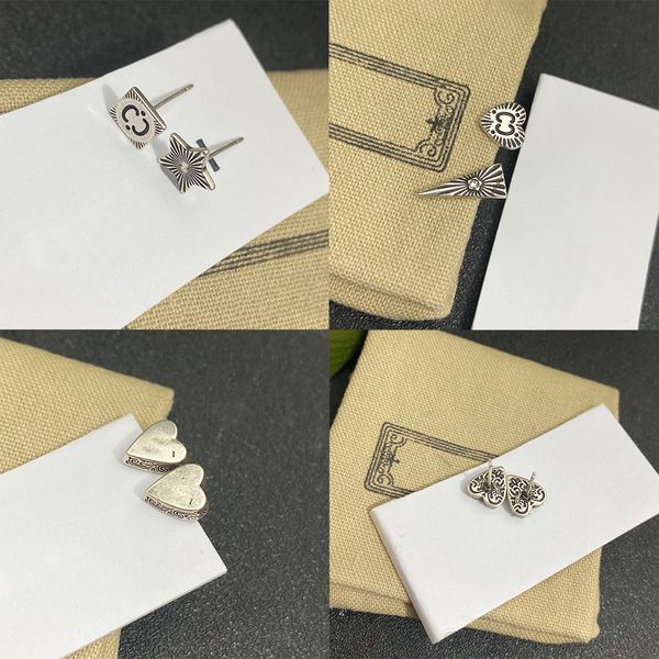 

women designer double letter stud luxury geometric crystal heart-shaped couple earrings for lady party jewelry wedding, Golden;silver