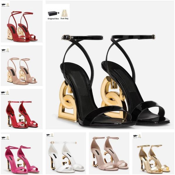 

summer luxury women keira sandals polished calfskin plated carbon heel patent leather black nude party dress lady gladiator sandalias eu35-4