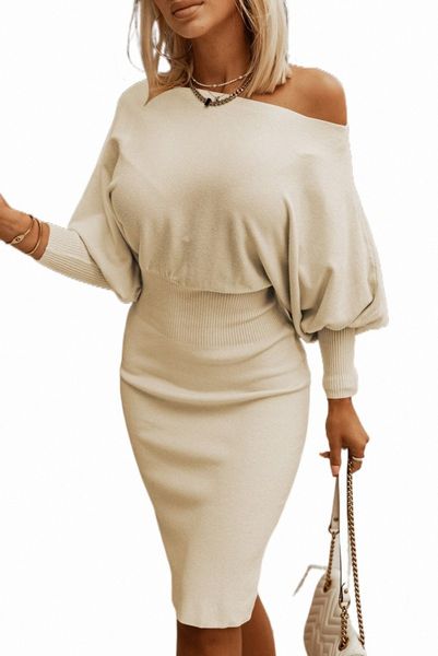 

apricot batwing sleeves cinched waist ribbed sweater dress n1ha#, Black;pink