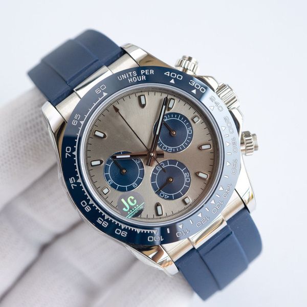 

automatic watch for men luxury 40mm 904l blue rubber strap luminous hour markers waterproof wristwatch designer watches, Slivery;black