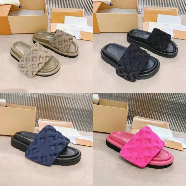 

summer brand slippers slides mules sandals heels flat fashion casual open-toe sand shoes luxury designers factory footwear size 35-45, Black