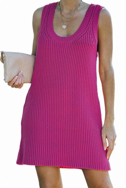 

rose scoop neck sweater vest mini dress 2023 new 20nb#, Black;pink