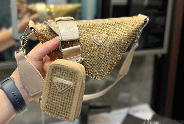 

2pcs/set diamond women bag crystal handbags summer fashion underarm purses luxury totes nylon quality classic shiny handbag stylishhandbagss