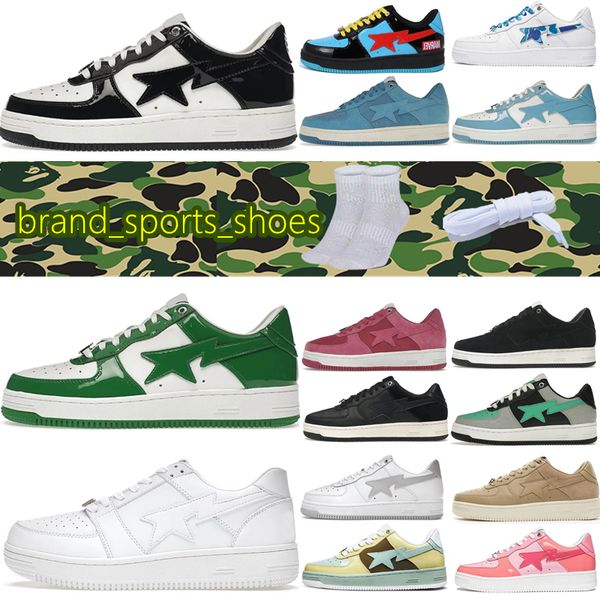 

2023 designer bapestas sk8 sta low baped basketball shoes bapesta mens womens bapestarshoe lows black white trainers sports sneakers luxury