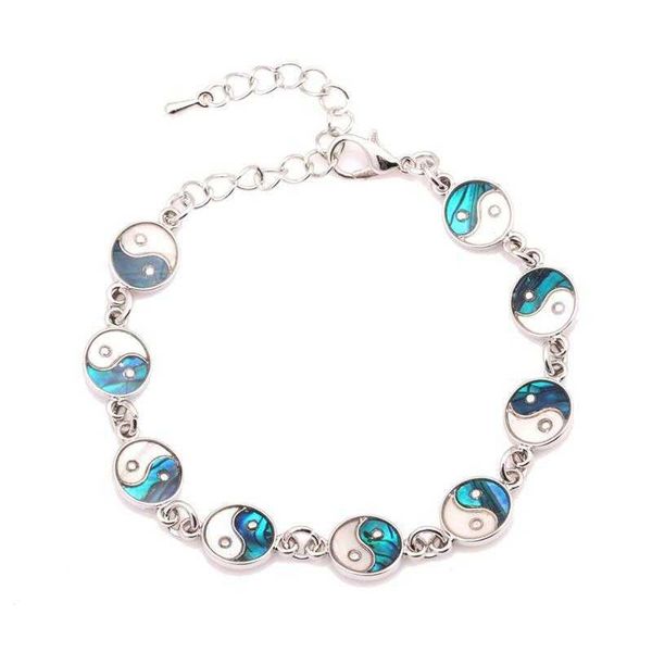 

selling taiji yin yang gossip bracelet diy abalone shell ornament straight, Golden;silver