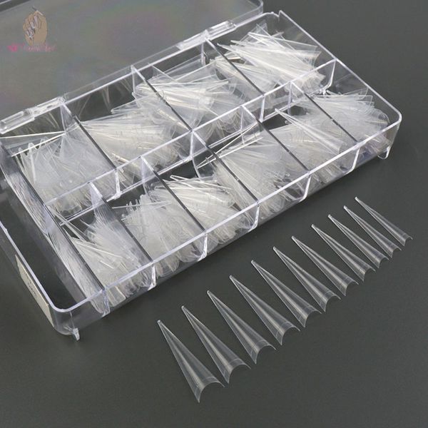 

false nails 500pcsbox long pointed sharp stiletto nail tip xxl straight fake tips clear abs artificial acrylic fingernails 230515, Red;gold
