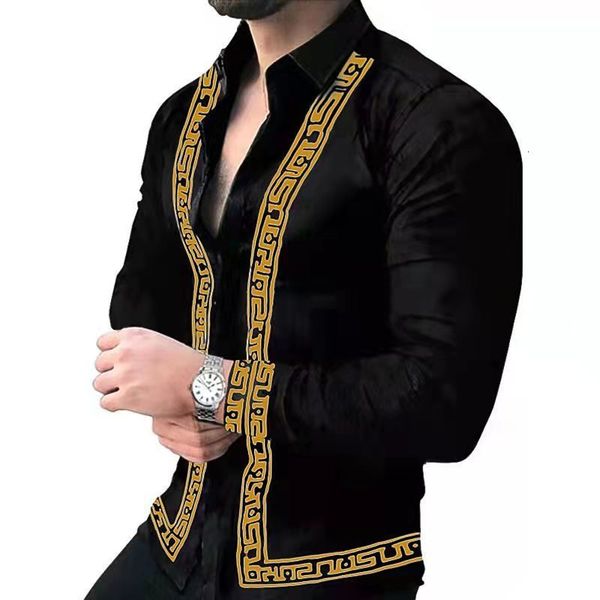 

men's casual shirts musim gugur mode baru dicetak kemeja lengan panjang untuk pria muda dan menengah s xxxl 230515, White;black