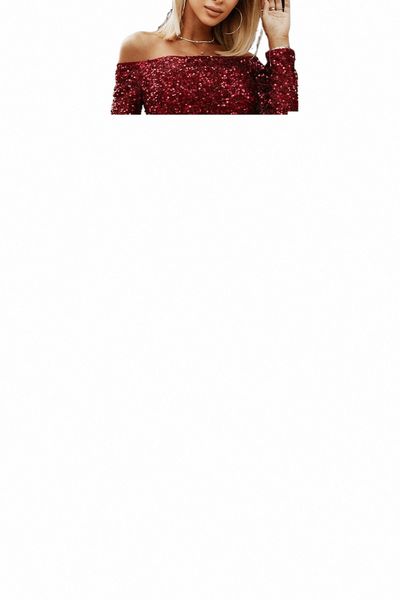 

red sequin off shoulder long sleeve evening gown s0vn#, Black;pink