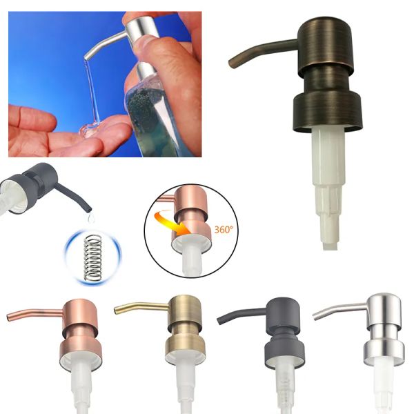 

28/400 soap dispenser pumps 304 stainless steel dispenser rose gold shower nozzle electroplating pump head metal shampoo press sanitizer
