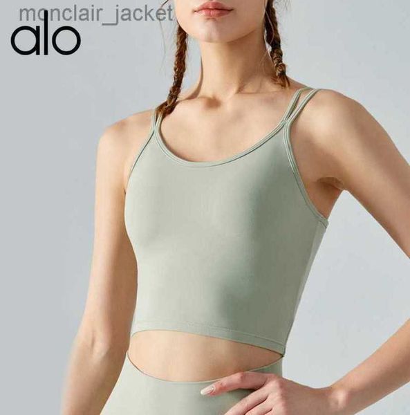 

desginer yoga sports bra shockproof high strength women's fitness running cross breast pad tank bra 23ssa, White