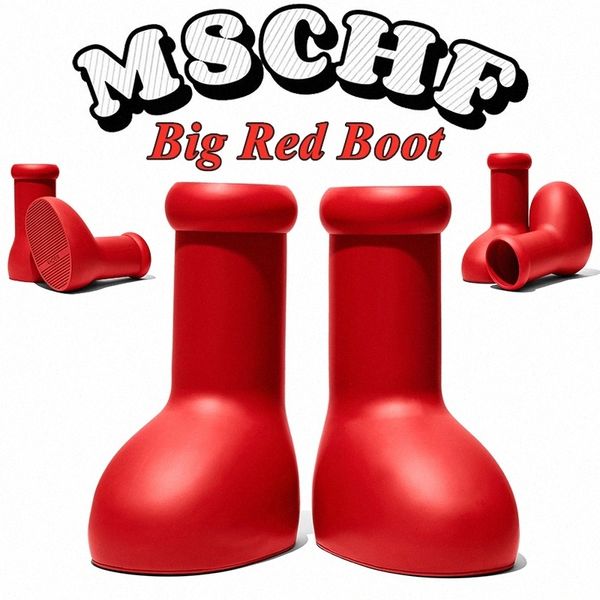 

2023 designer mschf men women rain boot big red boots rubber eve astro boy reps the knee over booties cartoon thick bottom shoes platform si, Black