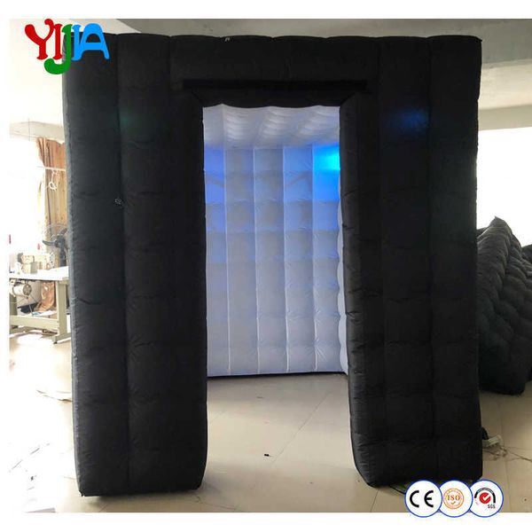 

portable black outside and white inside led light inflatable air cube p booth tent