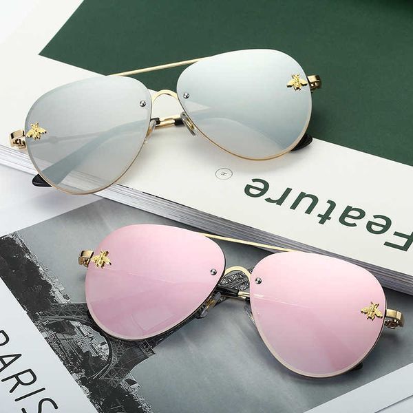 

new boutique little bee fashion square metal ancient sunglasses bj232, White;black