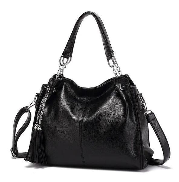 

hbp large capacity causal shoulder bags for women purses handbags tassel shopper tote balck color 05