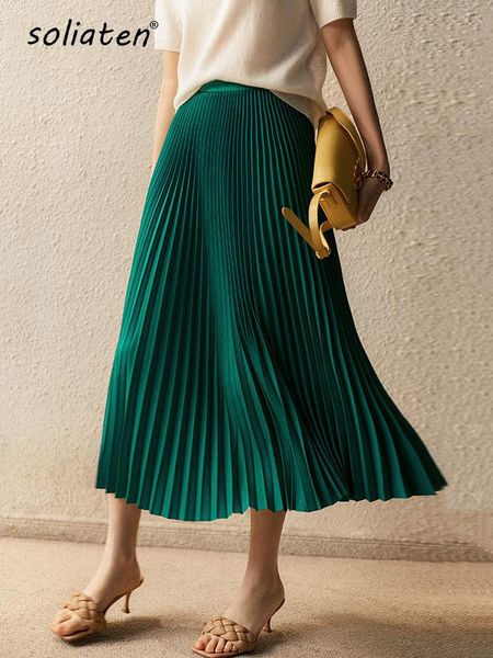 

dresses 12 colors solid purple green skirt women high waisted summer long skirt new 2023 elegant ladies office skirts midi spring c018, Black;gray